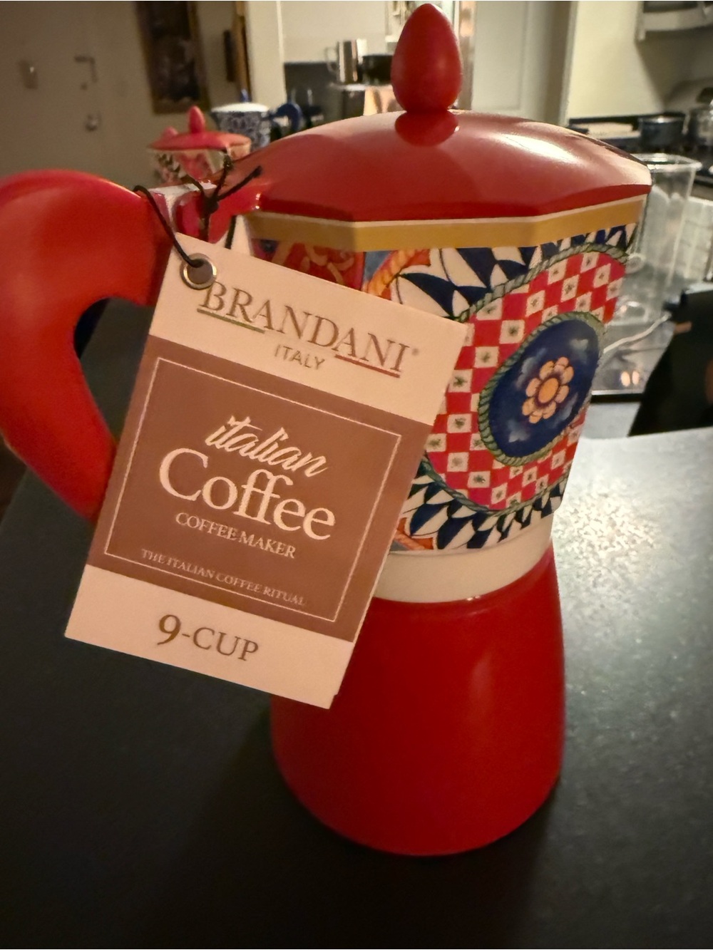 Brandani Red Italian Coffee Maker - 9-Cup